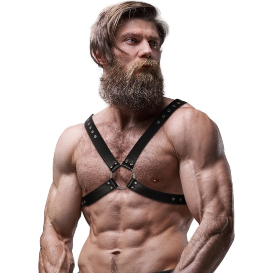 Fetish Submissive Attitude MEN'S CROSS CHEST ECO-LEATHER HARNESS