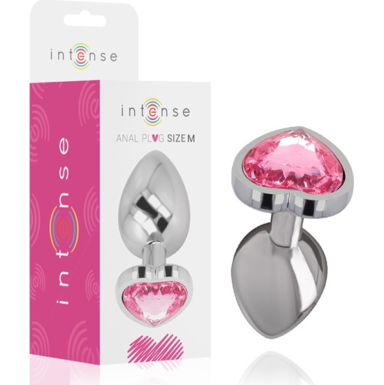 Intense Anal Toys INTENSE - METAL ALUMINUM ANAL PLUG HEART PINK SIZE M