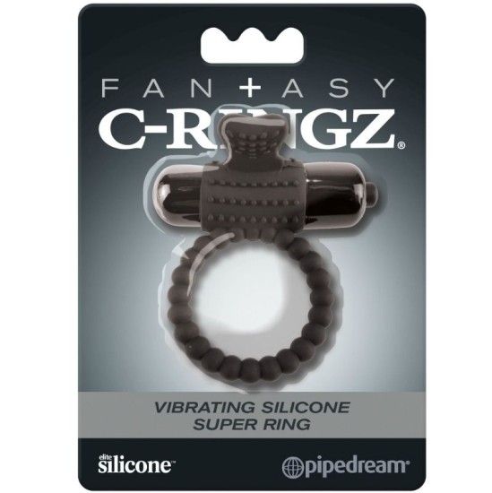 Fantasy C-Ringz melns SILICONE VIBRATING RING