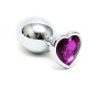 Bondage Play Butt Plug Plated Steel Crystal Heart Purple