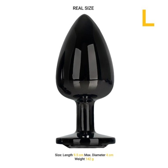 Afterdark Blackgem Metalic Butt Plug with Black Jewel Size L