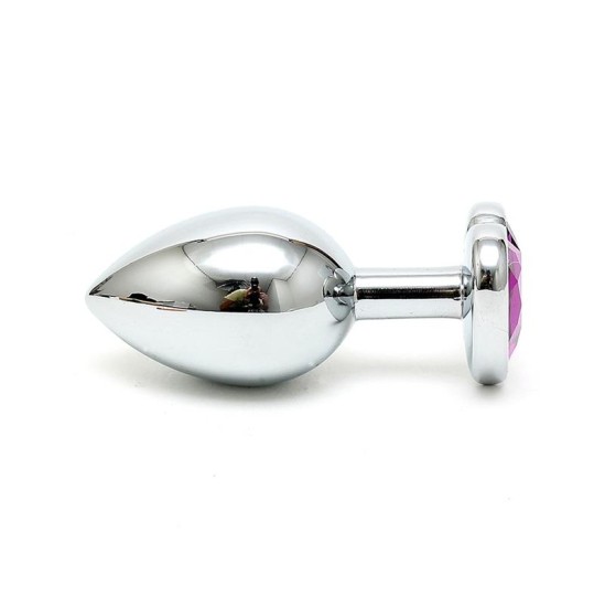 Bondage Play Butt Plug Plated Steel Crystal Heart Purple