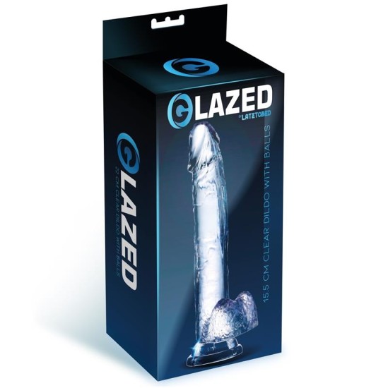 Glazed Realistic Dildo with Testicles Crystal Material 15,5 cm