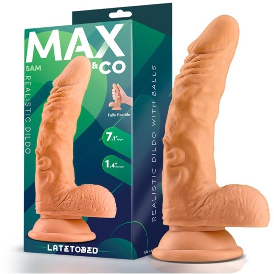 Max & Co Sam Realistic Dildo with Testicles 7.1 Flesh