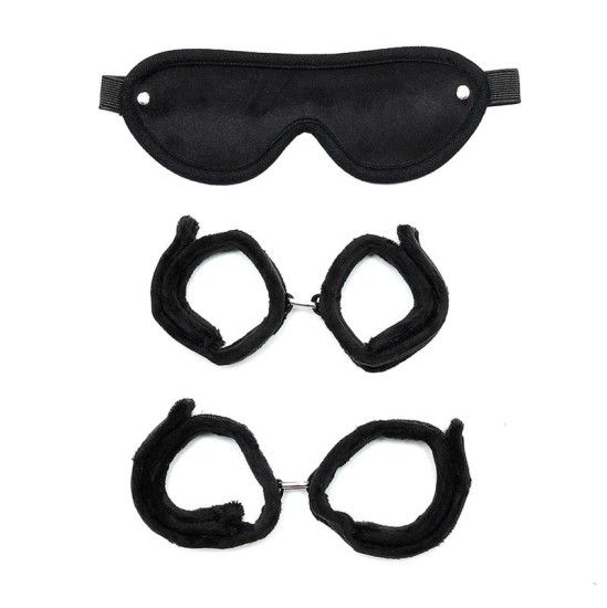 Bondage Play Rimba Handcuffs, Foot Cuffs and Mask Black