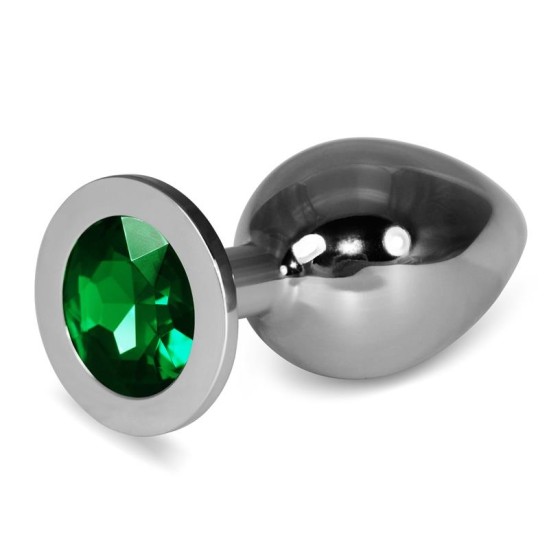 Lovetoy Metal Butt Plug RoseBud Classic with Green Jewel Size L