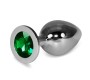 Lovetoy Metal Butt Plug RoseBud Classic with Green Jewel Size L