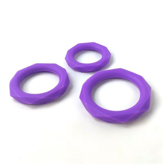 A-Gusto Набор из 3 колец для пениса Силиконовый Фиолетовый