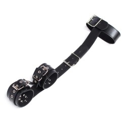 Latetobed Bdsm Line Collar with Restraints Adjustable Black