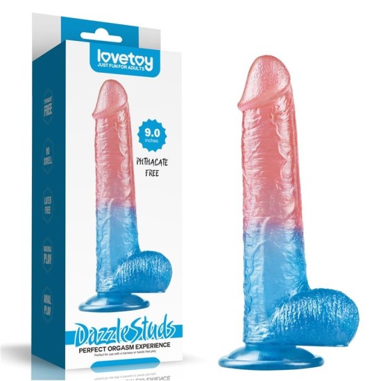 Lovetoy Dildo Dazzle Studsv 9 Rozā un zilā krāsā