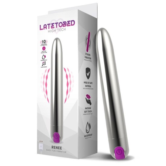 Latetobed Renee Vibe 10 Vibrating Functions 18,5 cm USB Sudrabs