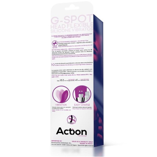Action Nr. Desmit G-Spot Hyper-Flexible Vibe Magnetic USB silikona