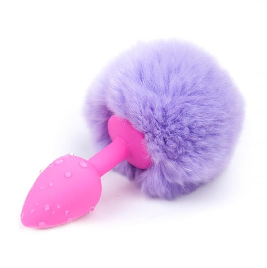 Afterdark Butt Plug with Pompon Light Purple Size S