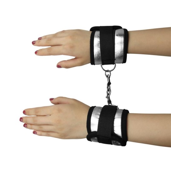 Lovetoy Velcro Handcuffs Black and Silver