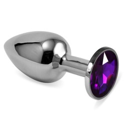 Lovetoy Butt Plug Silver Rosebud Classic ar Purple Jewel S izmērs