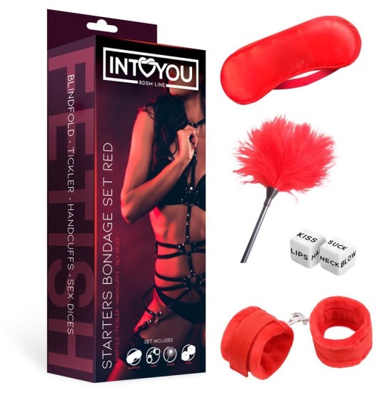 Intoyou Bdsm Line Pradedančiųjų Bondage rinkinys 4 vnt. raudonas