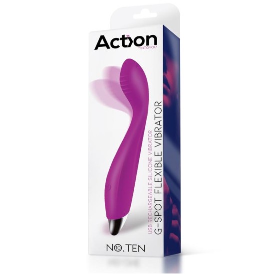 Action Nr. Desmit G-Spot Hyper-Flexible Vibe Magnetic USB silikona