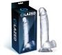 Glazed Realistiškas dildo su sėklidėmis, kristalinė medžiaga 22 cm