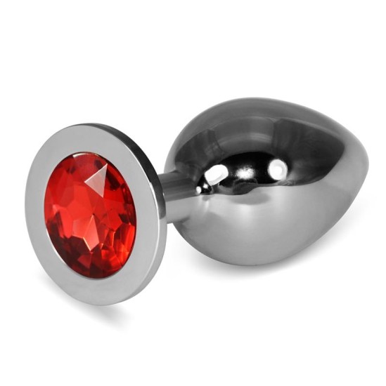 Lovetoy Metal Butt Plug RoseBud Classic with Red Jewel Size L