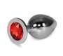 Lovetoy Metal Butt Plug RoseBud Classic with Red Jewel Size L