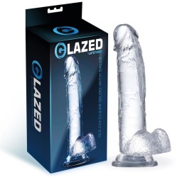 Glazed Reālistisks dildo ar sēkliniekiem kristāla materiāls 15,5 cm