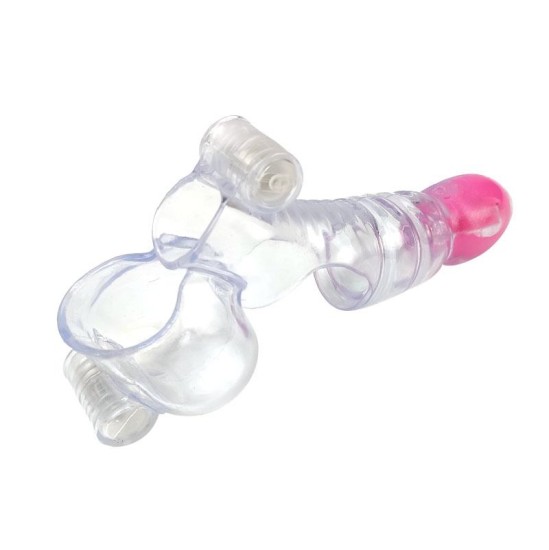 A-Gusto Vibrating Penis and Testicles Sleeve Clear