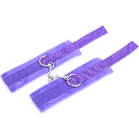 Intoyou Bdsm Line Handcuffs with Velcro with Long Fur Purple