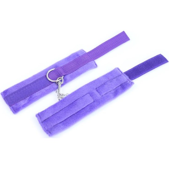 Intoyou Bdsm Line Handcuffs with Velcro with Long Fur Purple