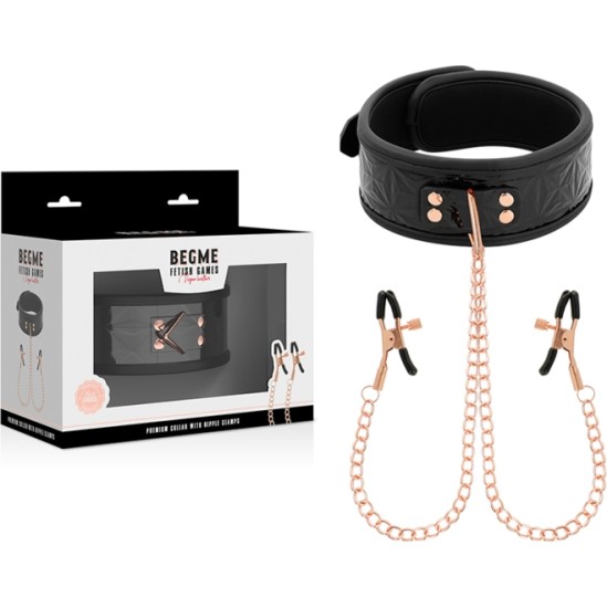 Begme Black Edition BEGME - BLACK EDITION COLLAR WITH NIPPLE CLAMPS WITH NEOPRENE LINING