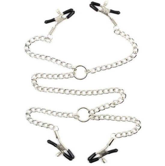 Ohmama Fetish 4 NIPPLE Clamps WITH CHAINS