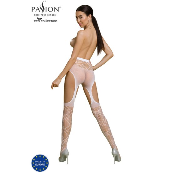 Passion Woman Garter & Stock PASSION - EKO KOLEKCIJA BODYSTOCKING ECO S005 WHITE