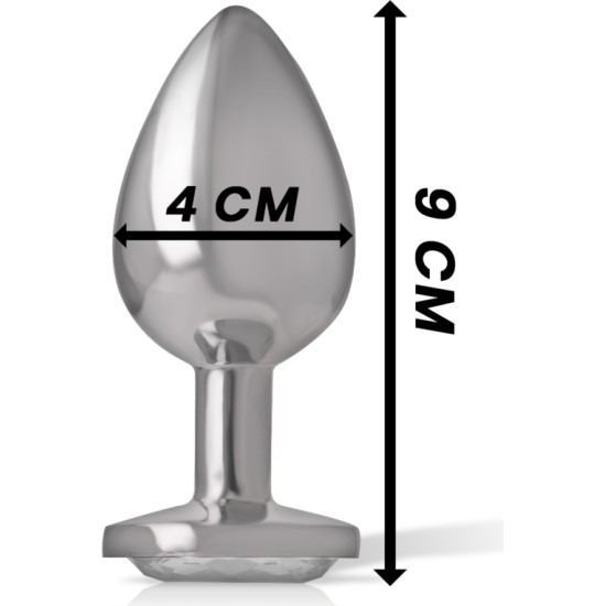 Intense Anal Toys INTENSE - METAL ALUMINUM ANAL PLUG WITH SILVER GLASS SIZE L