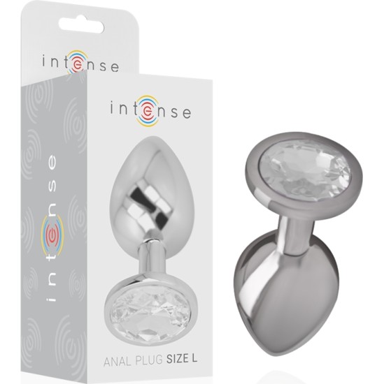 Intense Anal Toys INTENSE - METAL ALUMINUM ANAL PLUG WITH SILVER GLASS SIZE L