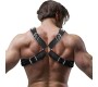 Fetish Submissive Attitude MEN'S CROSSED CHEST ECO-LEATHER HARNESS WITH RIVETS