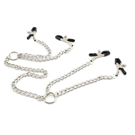 Ohmama Fetish 4 NIPPLE Clamps WITH CHAINS