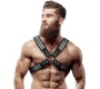 Fetish Submissive Attitude MEN'S CROSSED CHEST ECO-LEATHER HARNESS WITH RIVETS