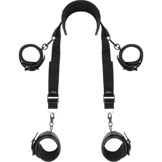 Fetish Submissive Bondage FETISH SUBMISSIVE - MASTER POSITION WITH 4 NOPRENE-LINED HANDCUFFS