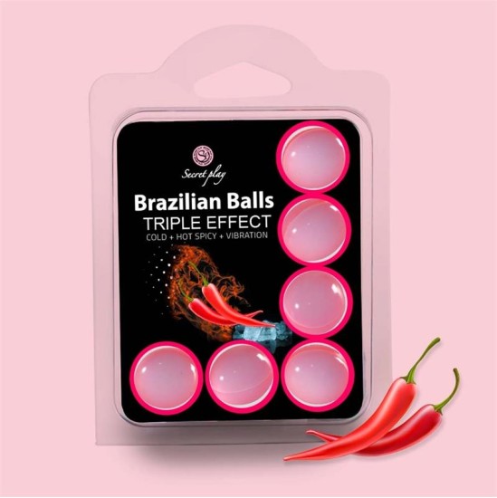 Secret Play 6 Brazīlijas bumbiņu komplekts, trīskāršs efekts (karstums, aukstums un vibrācija)