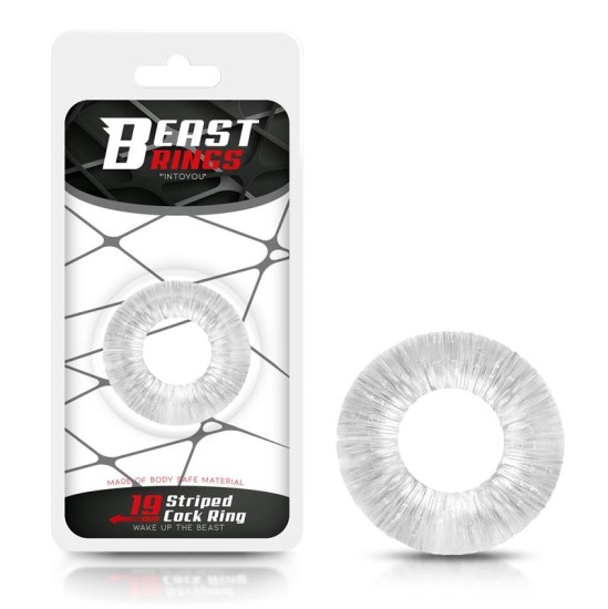 Beast Rings Cock Ring Super Flexible Striped 1.9 cm Clear