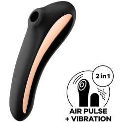 Satisfyer Dual Kiss Clitoris Sucker ir Vibe 2 in 1 Black