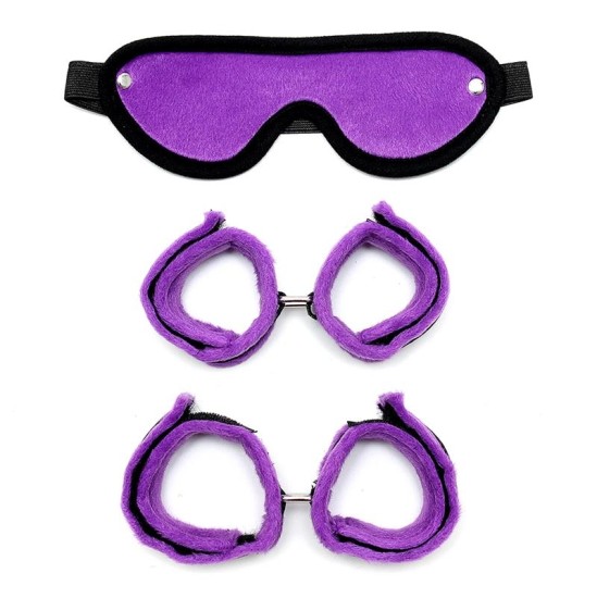 Bondage Play Rimba Handcuffs, Foot Cuffs and Mask Purple