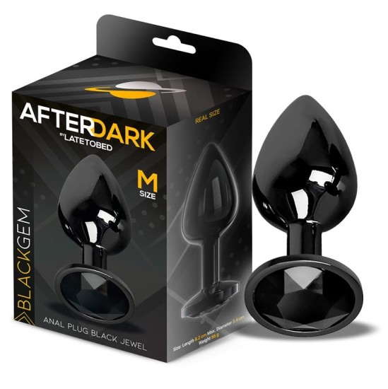 Afterdark Blackgem Metalic Butt Plug with Jewel Black Size M