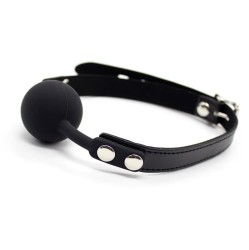 Latetobed Bdsm Line Silikona Ball Gag 4 cm Regulējams melns