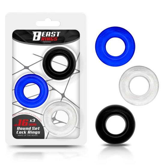 Beast Rings Komplektā 3 dzimumlocekļa gredzens 3 krāsas 1,6 cm