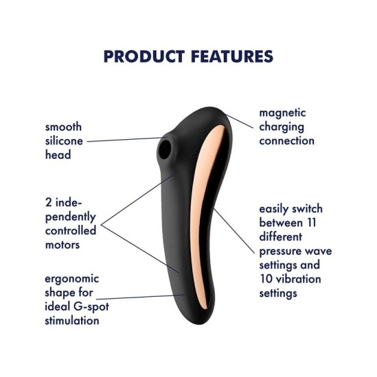 Satisfyer Dual Kiss Clitoris Sucker un Vibe 2 in 1 Black