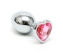 Bondage Play Butt Plug Plated Steel Crystal Heart Pink