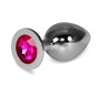 Lovetoy Metal Butt Plug RoseBud Classic with Fuchsia Jewel Size L