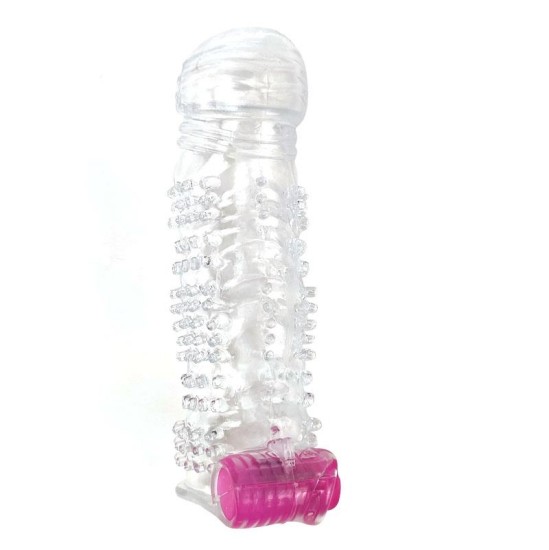 A-Gusto Textured Penis Sleeve with Vibration Clear