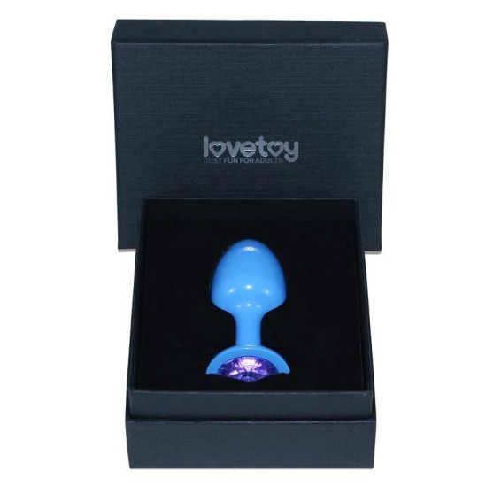 Lovetoy Metalinis užpakalinis kištukas Blue Rosebud su mėlynu brangakmeniu