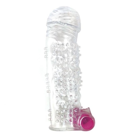 A-Gusto Textured Penis Sleeve with Vibration Clear